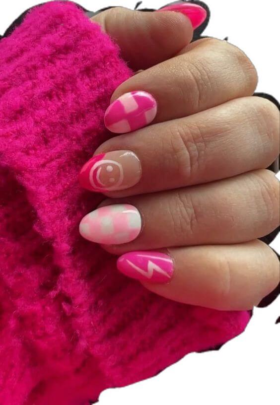 barbie pink nail designs for summer