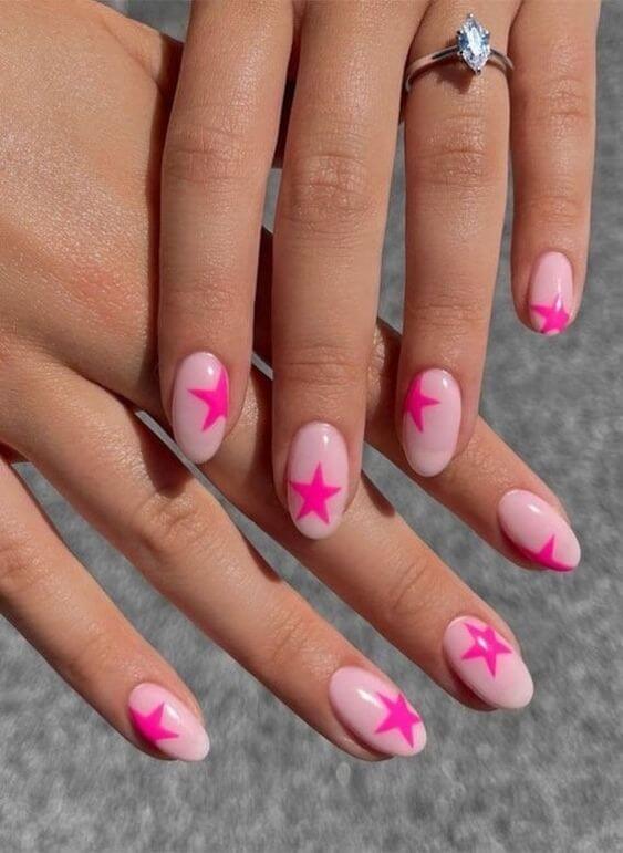 pink star nails designs for summer