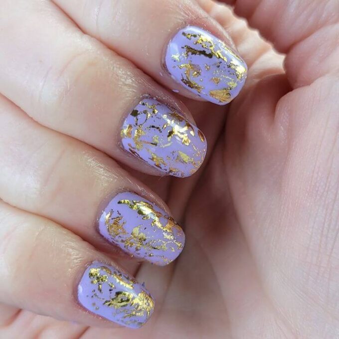 lavender with gold press nail designs