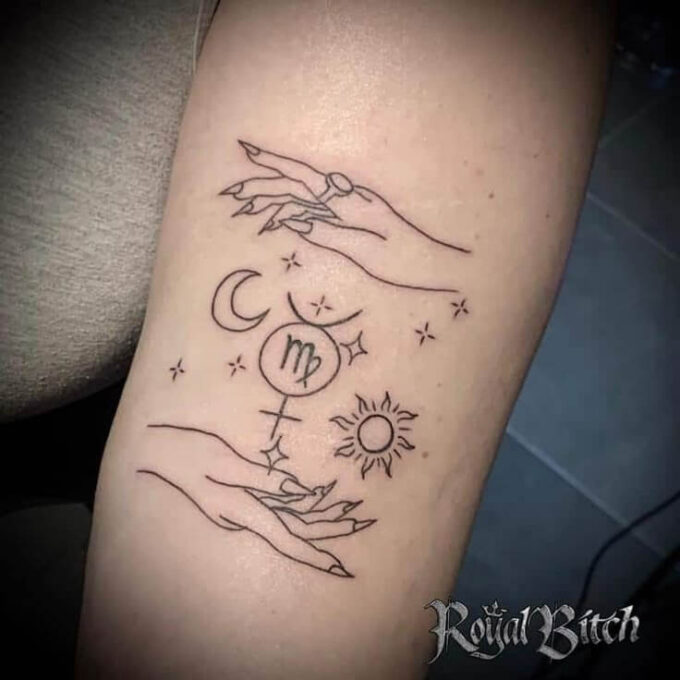 feminine fortune teller virgo sign tattoo design