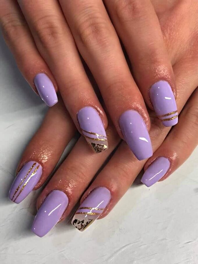 lavender and gold chevron nails designs