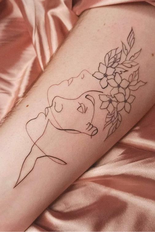 abstract line art feminine virgo tattoo design