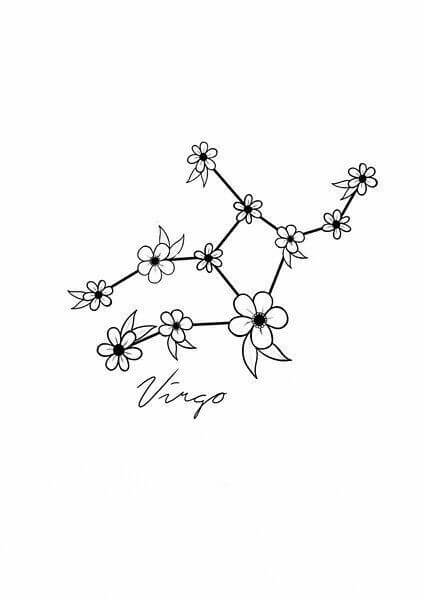 flowers virgo star sign constellation tattoo design for females