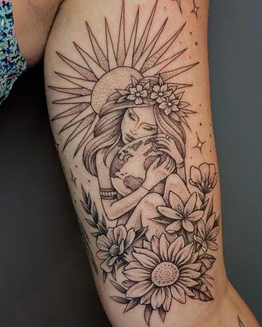 feminine zodiac virgo tattoo design on inner arm