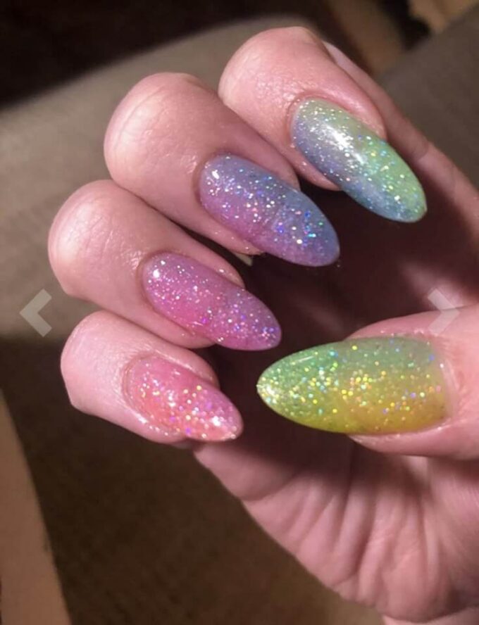 pastel multicolor glitter gel nails