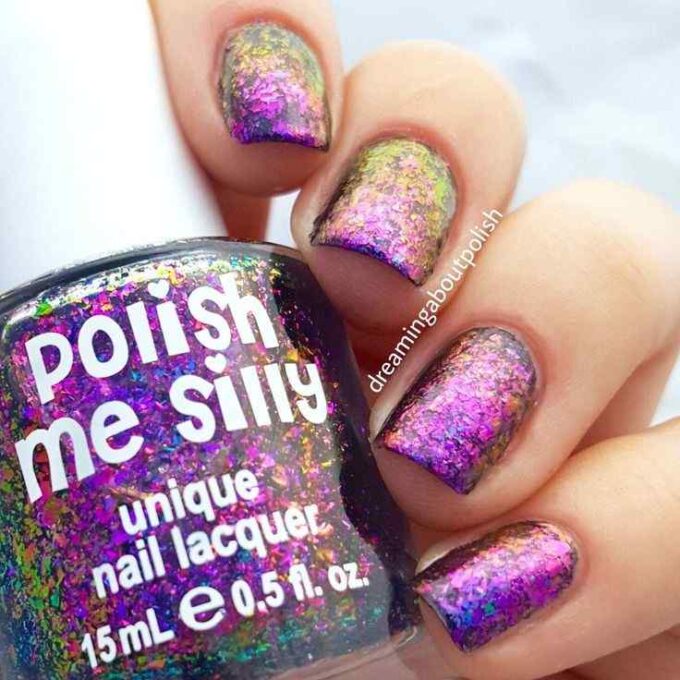 multicolor glitter gradient nails