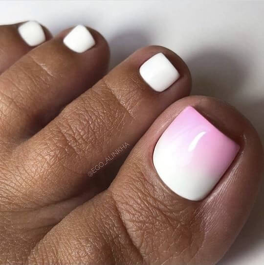 soft pink with white toe nails for summer