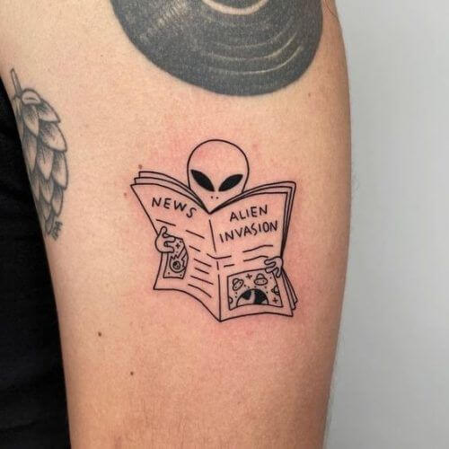 alien space themed tattoo design