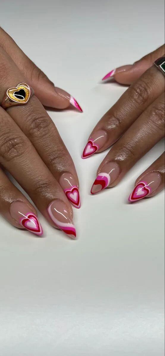 shades of pink valentine nail designs