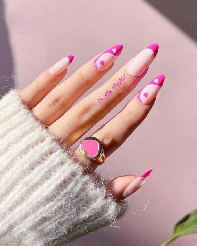 yin yang matte pink valentine nail designs