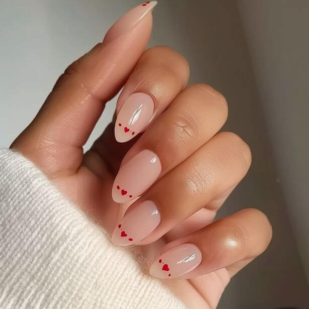 red heart melon pink valentines day nail designs